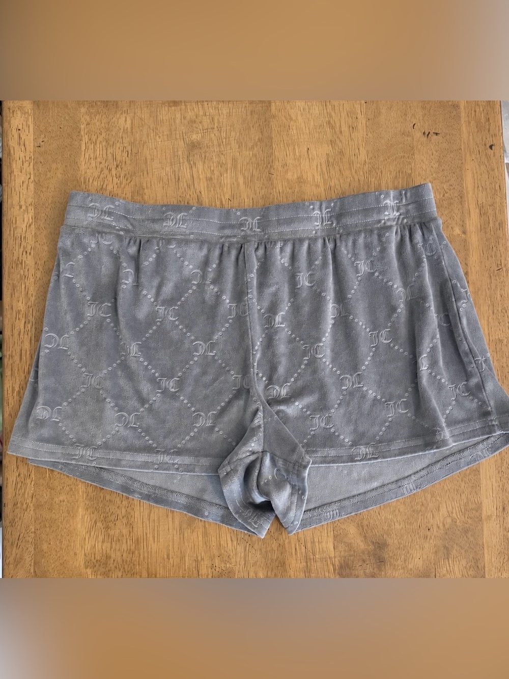 Juicy Couture Gray Velour Monogram Lounge Sleep Shorts Size Large